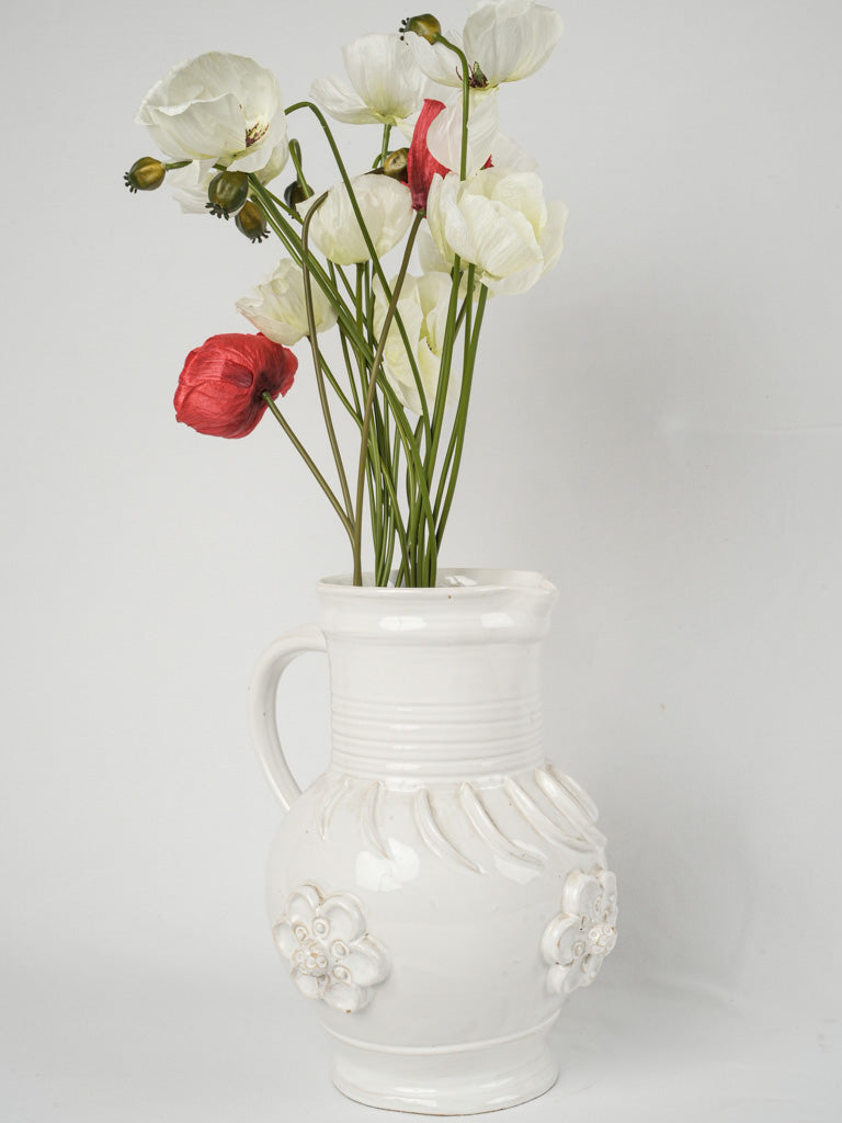 Pristine white glazed large-scale vase