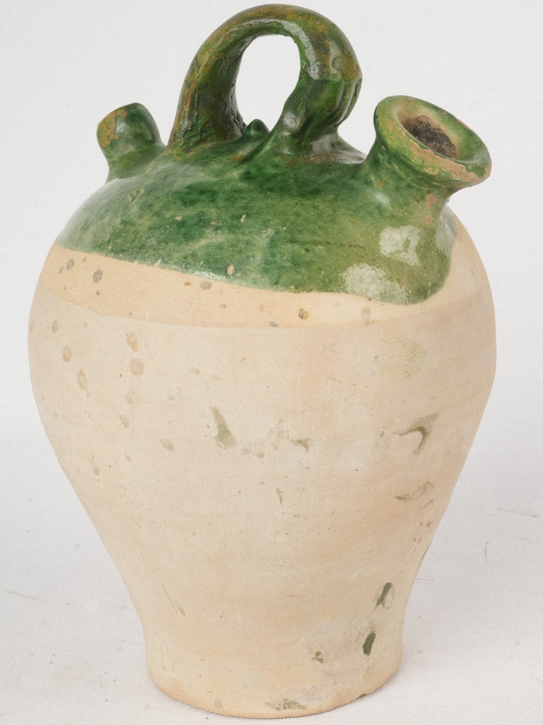 Early 20th-Century French Kanti Pitcher w/ Green Glaze 11½"