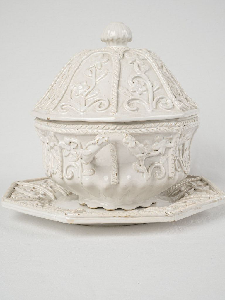 Ornate French ceramic floral tureen