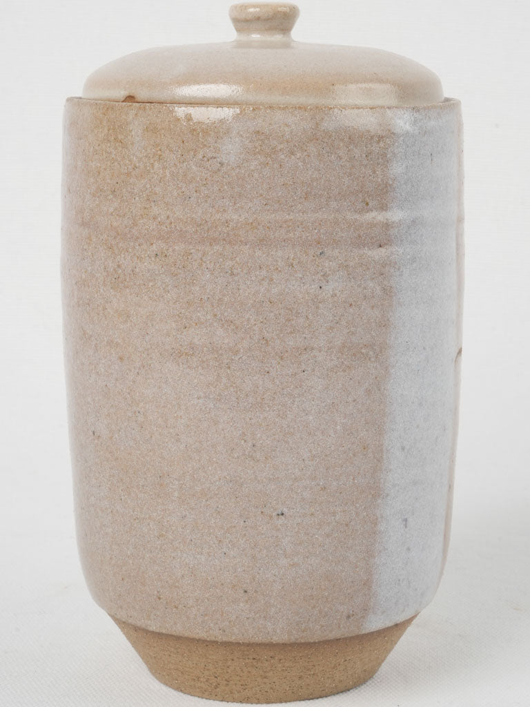 Unique Puisaye sandstone artisan lidded pot