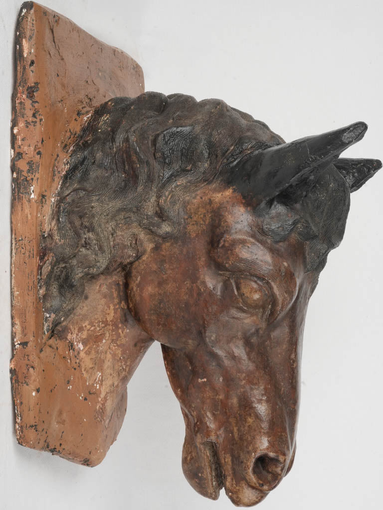 Mid-20th Century Terracotta Horse Head Wall Sculpture 20¾"