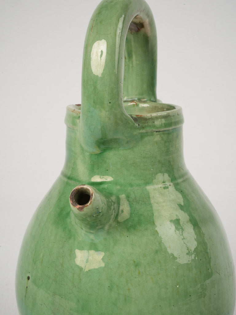 Timeless green-glazed rustic water pitcher