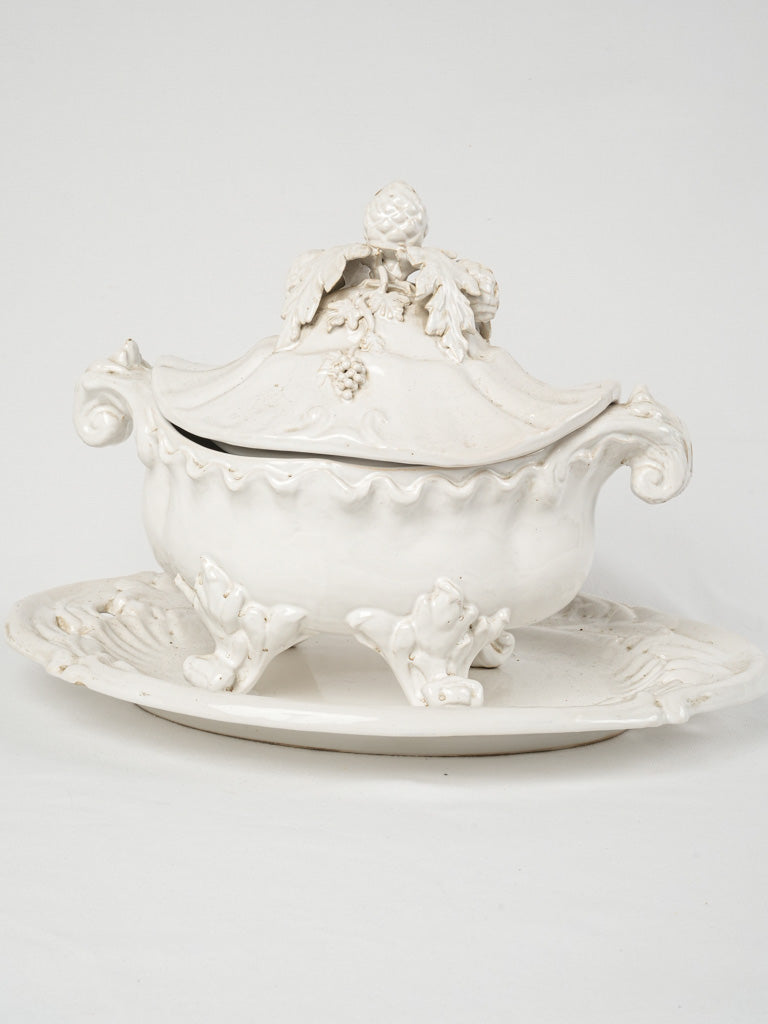 Antique sculptural footed soup tureen