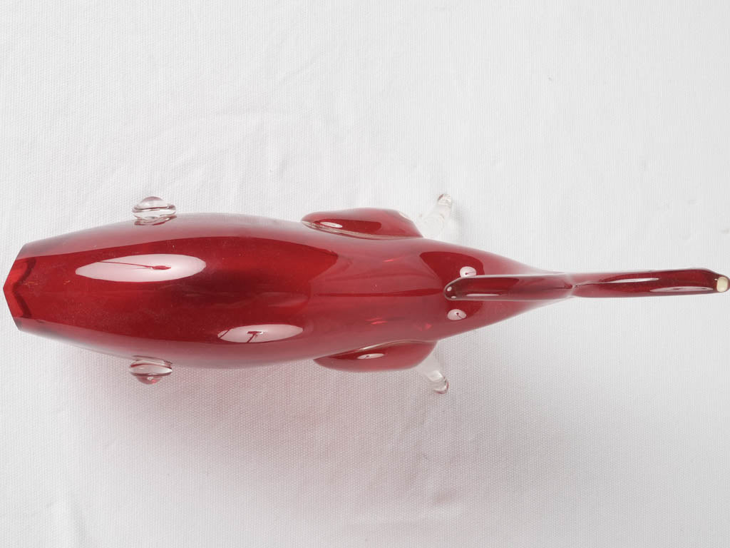 Decorative blown glass fish-shaped vase