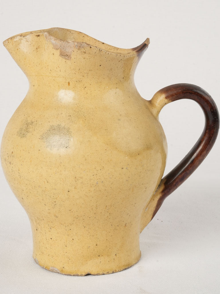 Warm, antique yellow ocher glazed pot