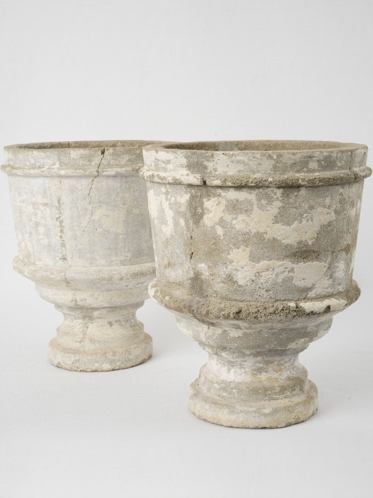 Vintage French concrete garden urns