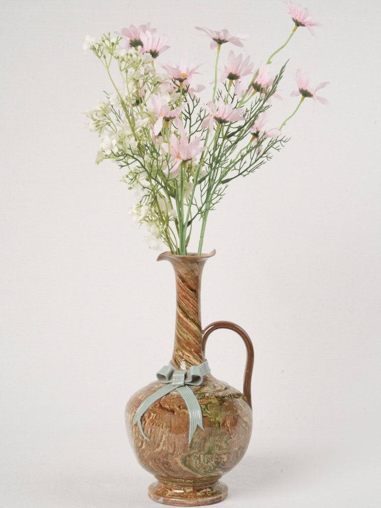 Antique Glazed Uzès Marbled Ceramic Pitcher