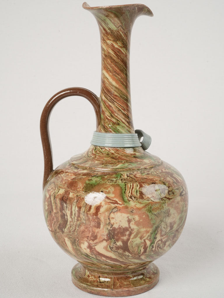 Distinctive French Marbled Glazed Ceramic Pitcher