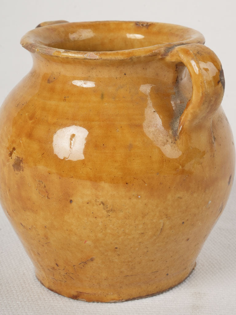 Rustic, Charming, Small, Ochre-Glazed, 19th-Century Mustard Pot