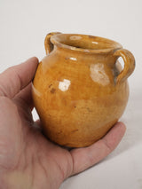 Vintage, French, Handmade, Rustic, Ochre-Glazed Mustard Pot