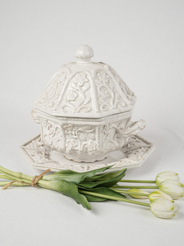 Antique floral motif lidded tureen