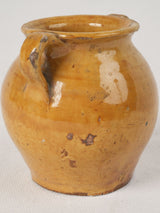 Small, Charming, Handcrafted, Ochre-Glazed, Late 19th-Century Mustard Pot