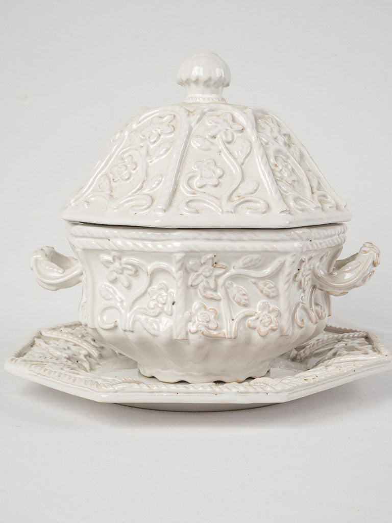 Vintage sculptural floral soup tureen