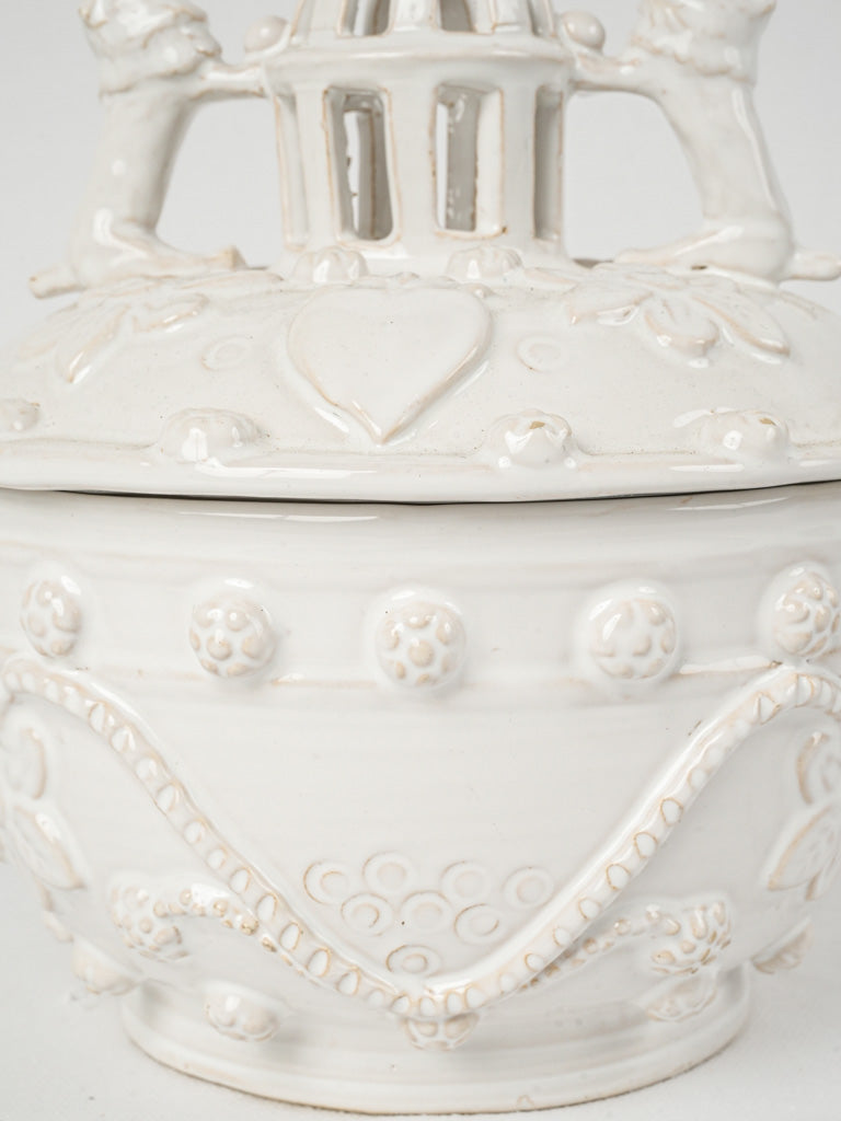 Rare white glazed birdcage tureen