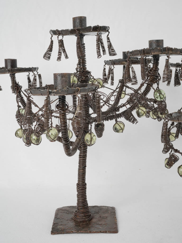 Handmade salvage green marble candelabras