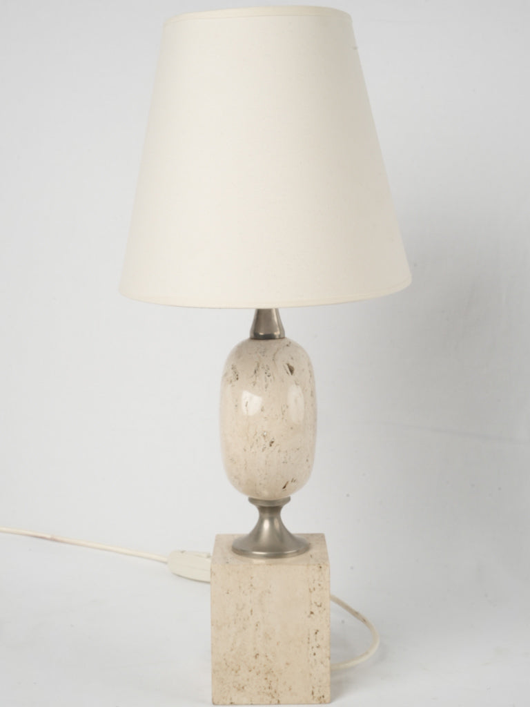 Timeless travertine and brass lamp