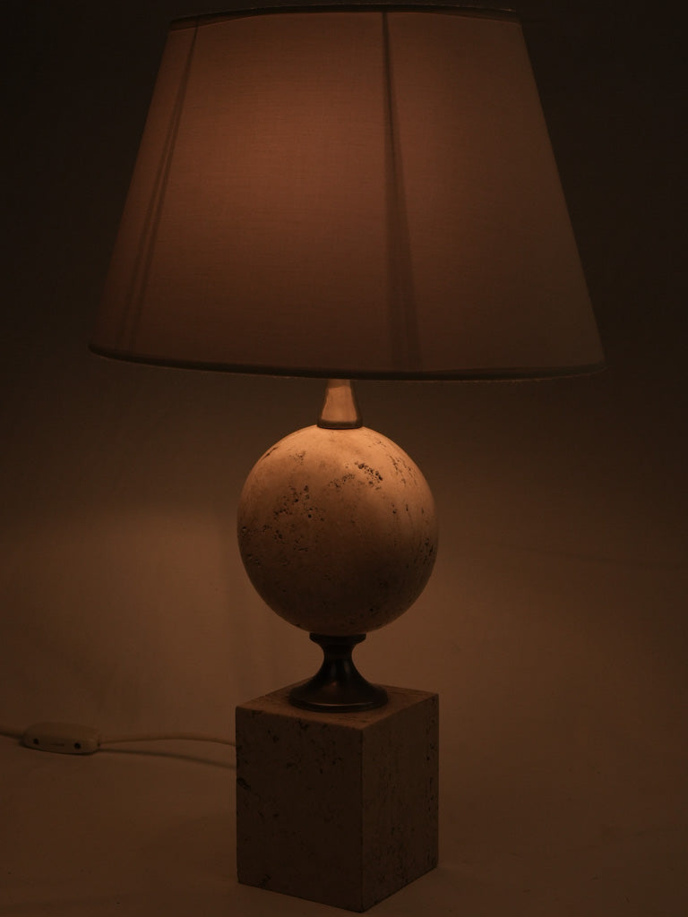 Modern French travertine brass lamp