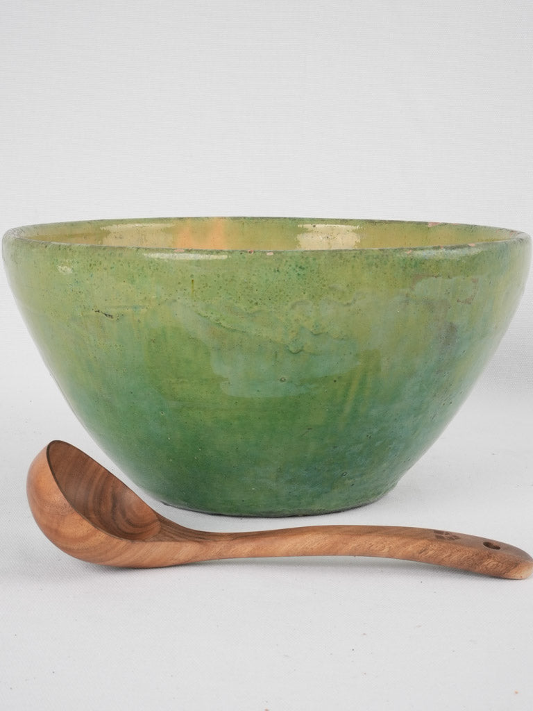 Antique green-glazed French mixing bowl