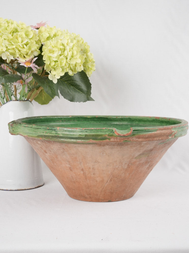 Vintage green Provencal mixing bowl