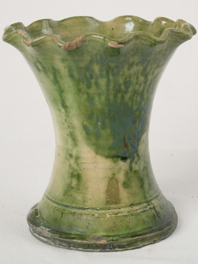 Antique handcrafted terracotta green vase