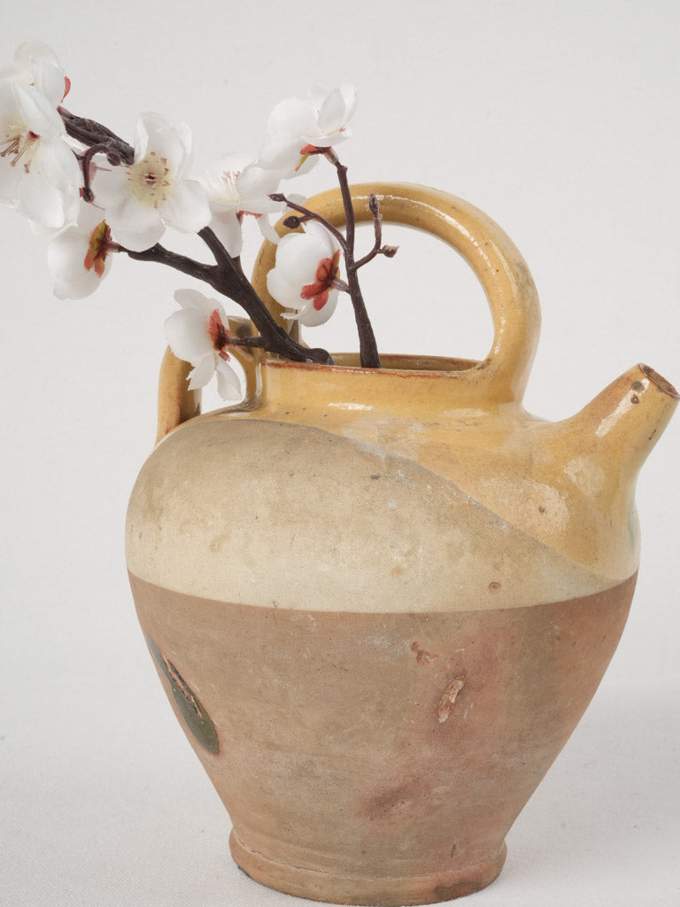 Traditional Vintage Yellow Glazed Pottery Jug