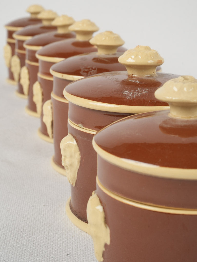 Luxurious brown glazed custard pots