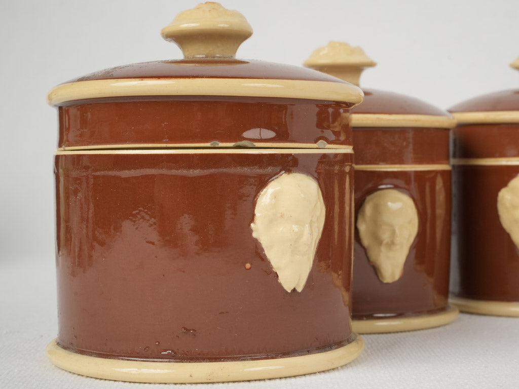 French masked lidded dessert pots