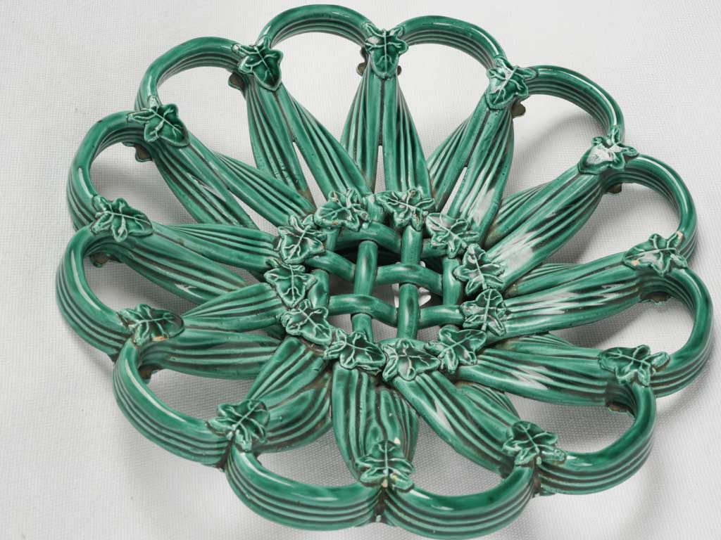 Vintage openwork fig-embellished ceramic bowl