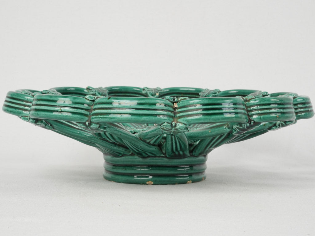 Vibrant Vallauris green mid-century fruit bowl