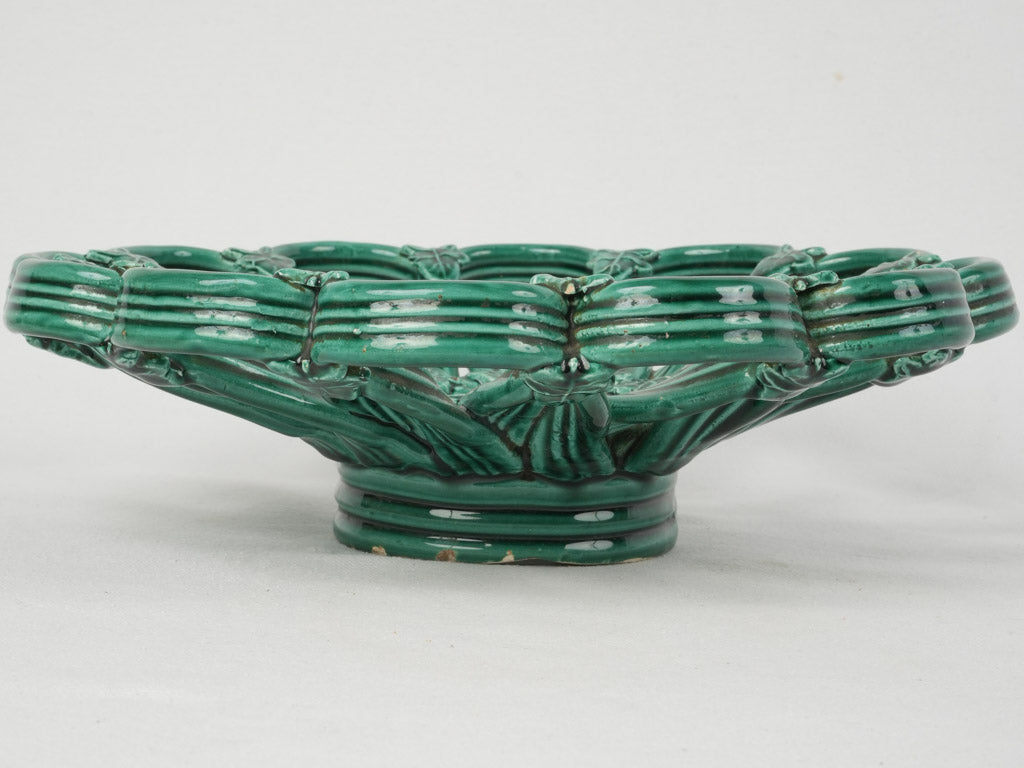 Traditional mid-century green-glazed ceramic bowl