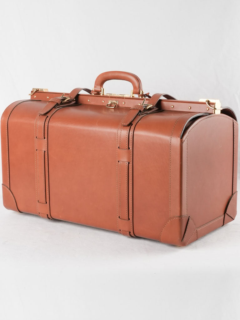 Tan leather Lancel suitcase 1960s - 24"