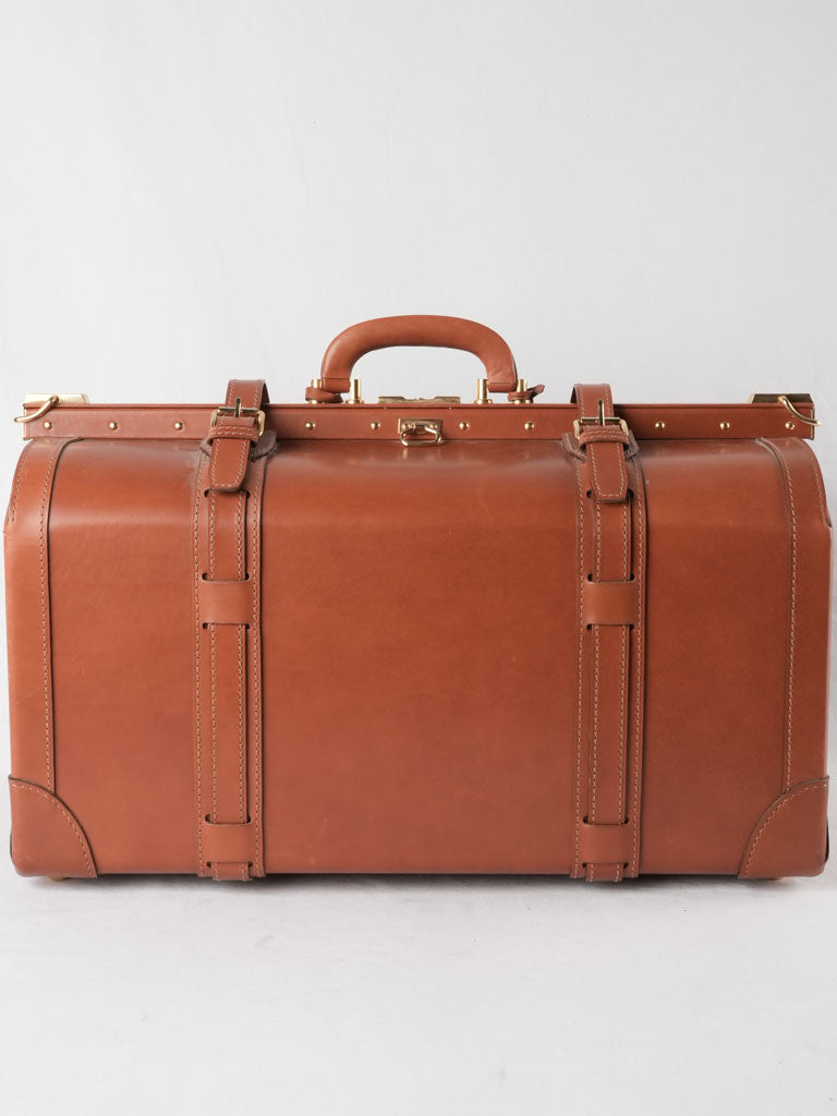 Tan leather Lancel suitcase 1960s - 24"