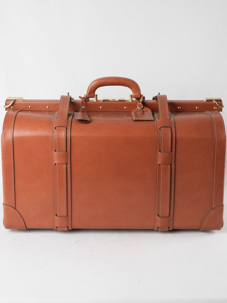 Tan leather Lancel suitcase 1960s - 24"