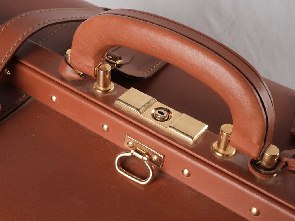 Tan leather Lancel suitcase 1960s - 24"