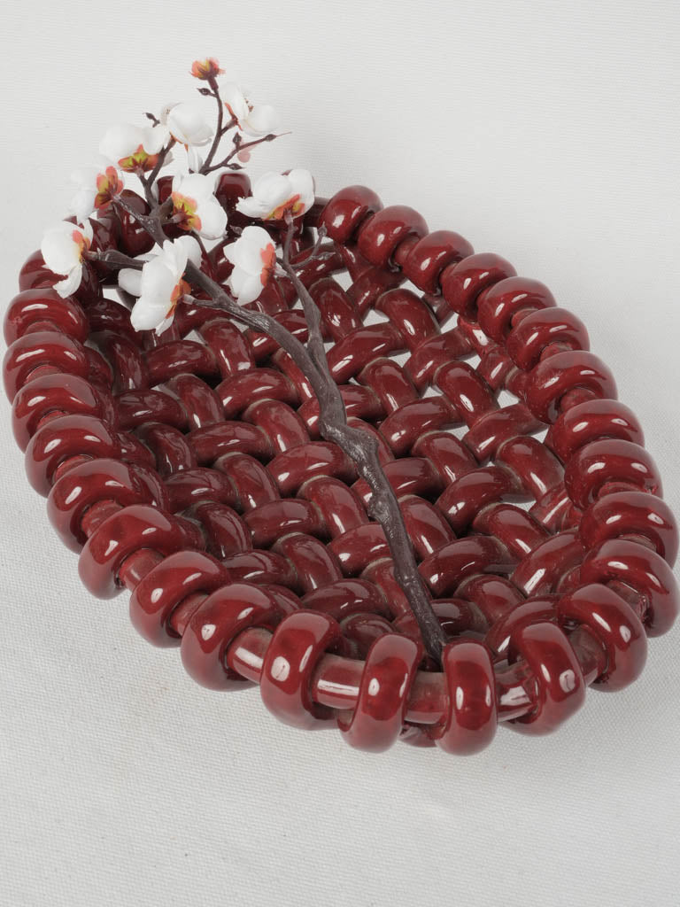 Timeless red glazed ceramic fruit bowl 