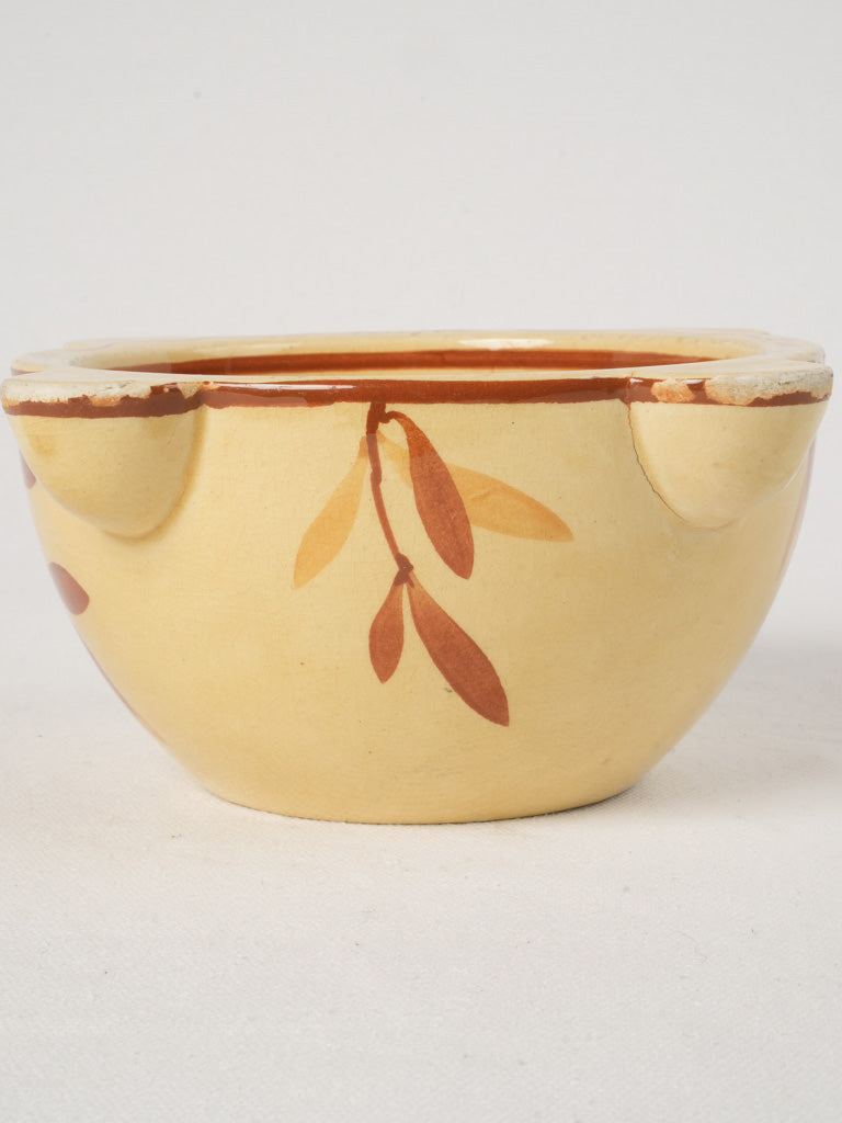 Creamy yellow vintage Provençal pottery mortar