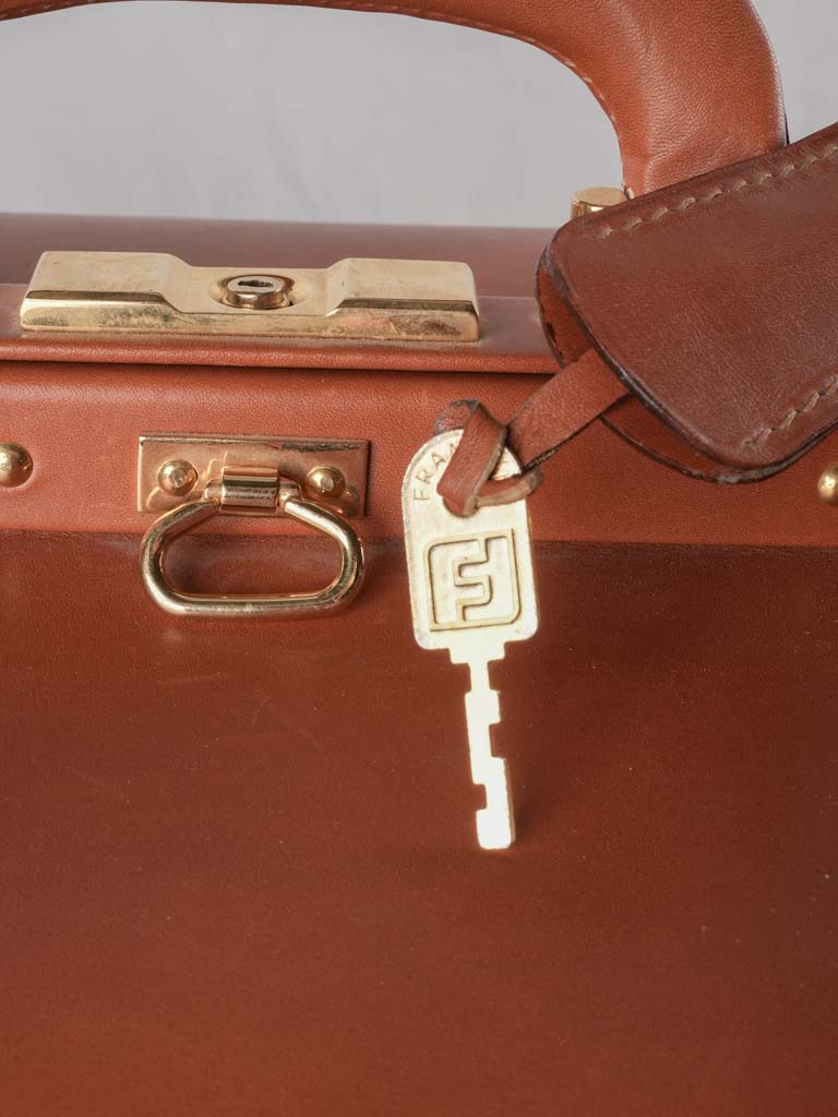 Tan leather Lancel suitcase 1960s - 24"