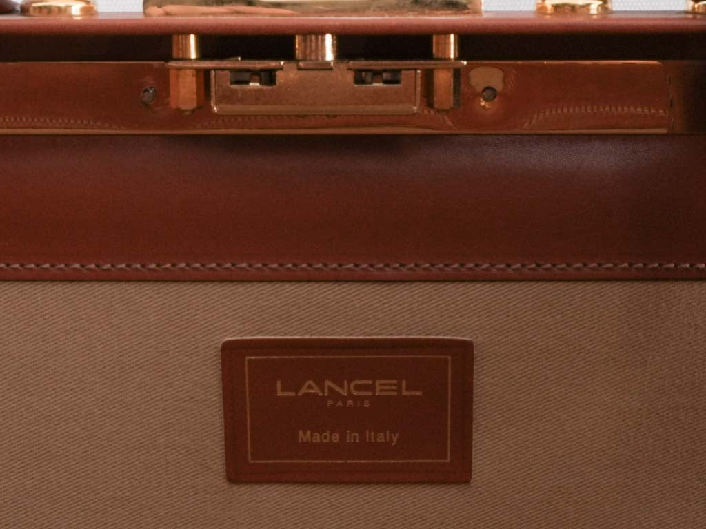 Tan leather Lancel suitcase 1960s - 24"