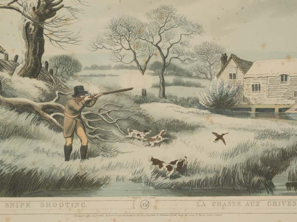 Charming 1940s hunting scene artwork