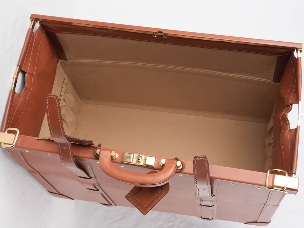 Tan leather Lancel suitcase 1960s - 24"