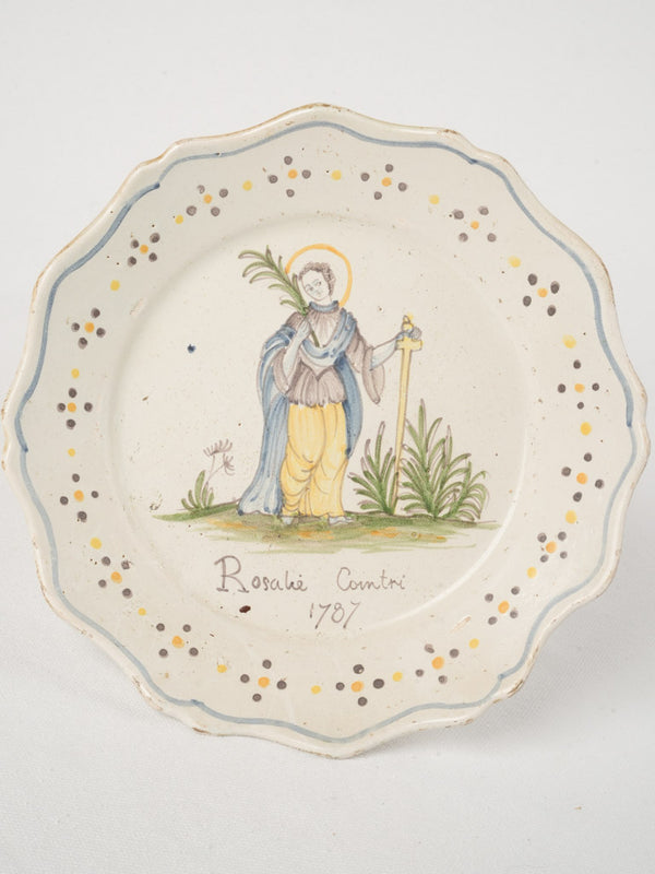 Antique French Polychrome Patronymic Plate