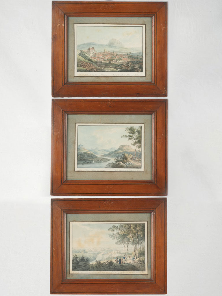 Antique colored engravings set