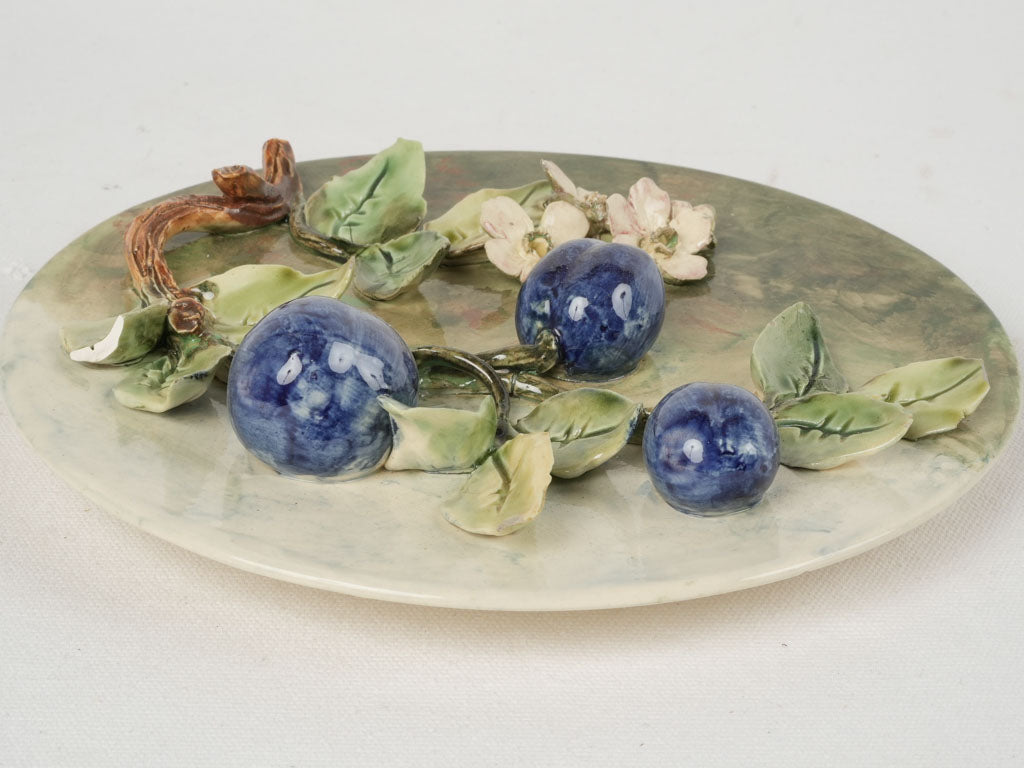 Artisanal ironstone plum branch plate