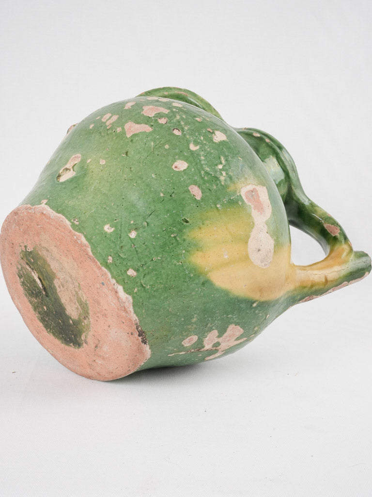 Collectible French green glazed cruche