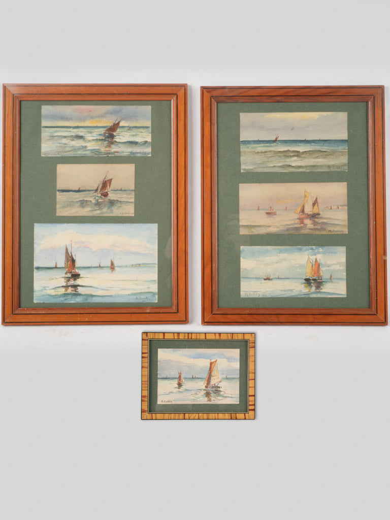 Collection of Coastal Watercolors by Charles Curtelin (1859–1912)