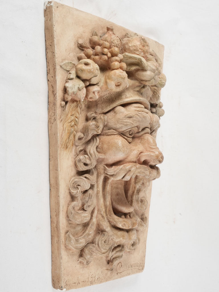 Early 20th-Century Bacchus Plaster Wall Mount Italy 1913 - 27½" x 20"