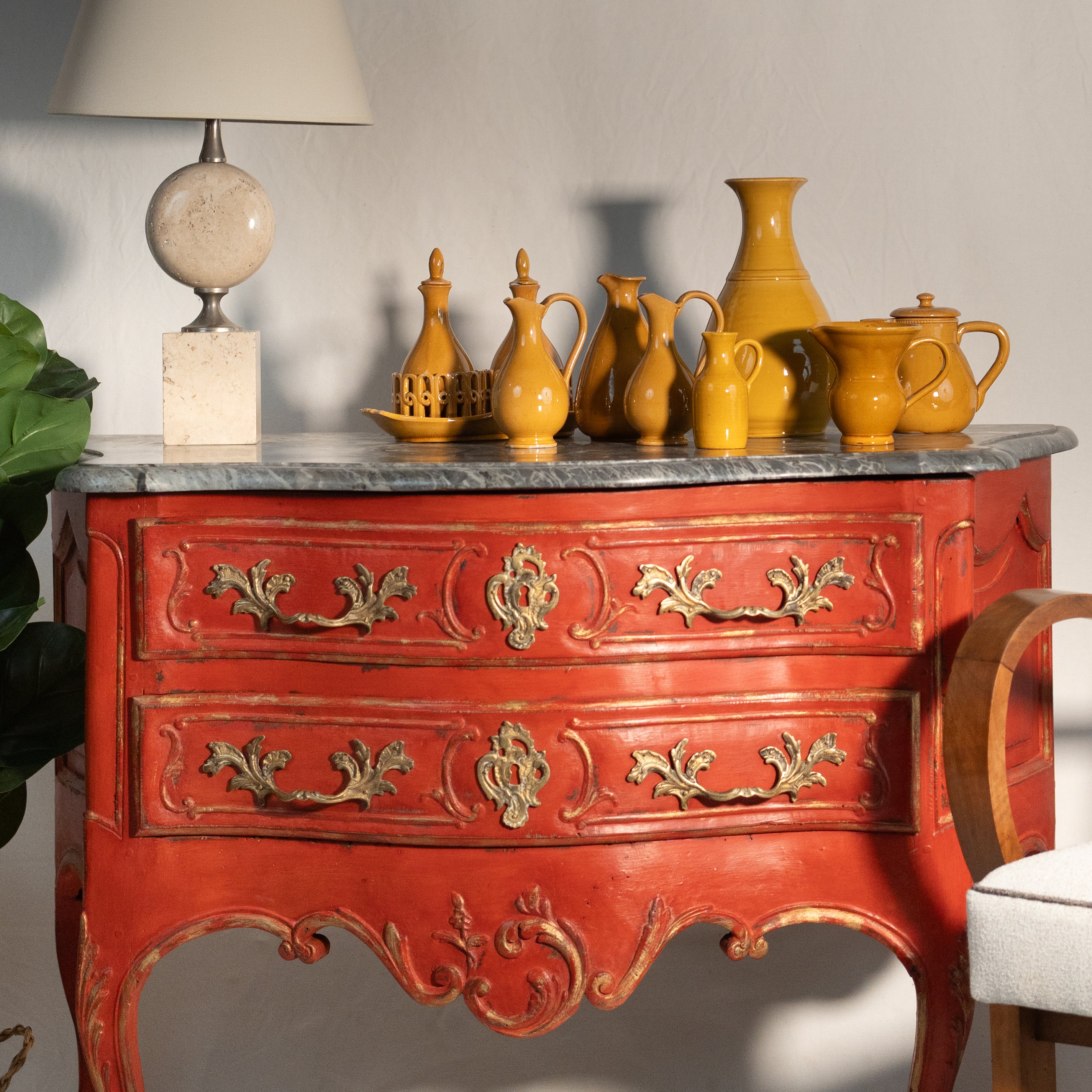 Louis XV style gilded walnut chest