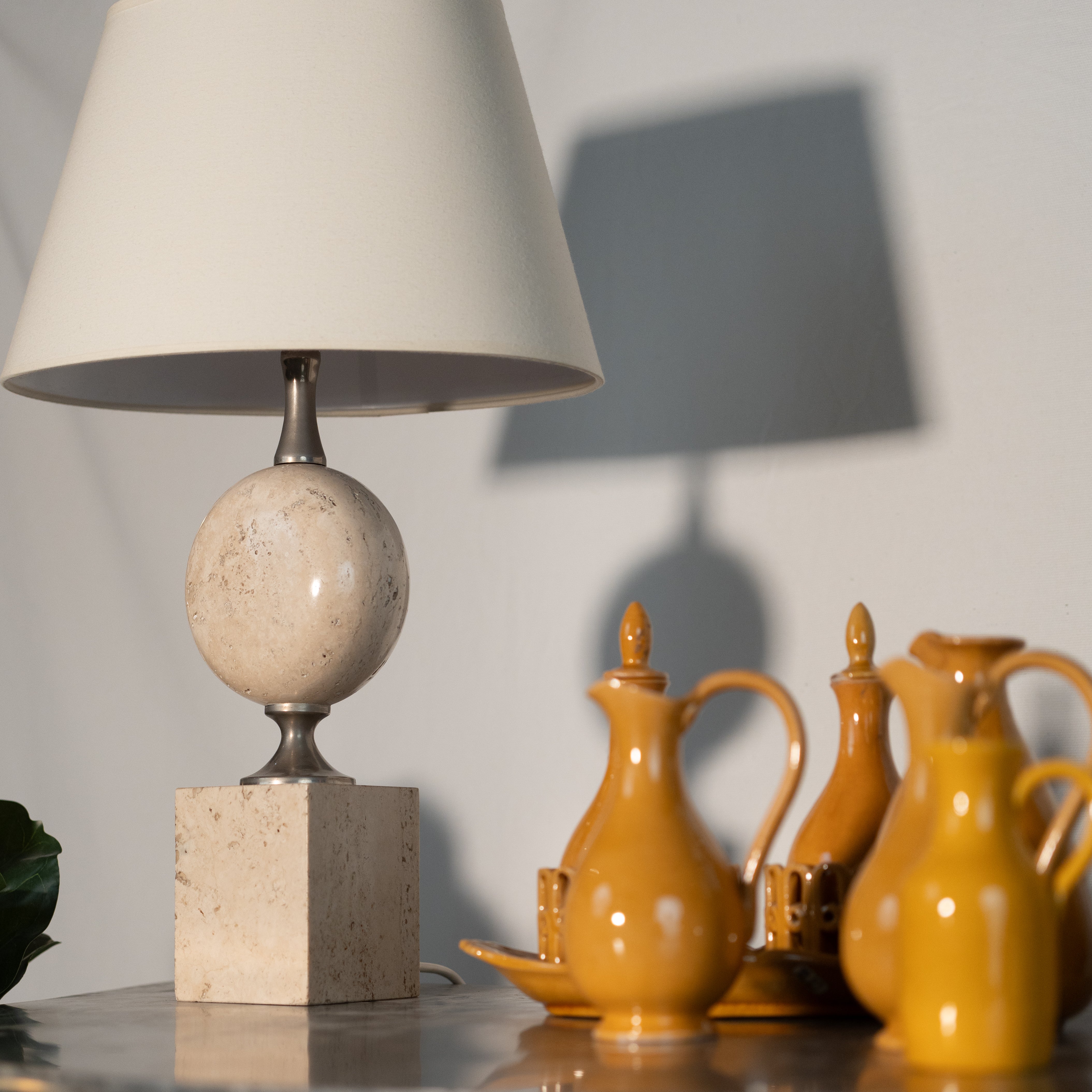 Beautiful, glazed mustard-yellow ceramic pitchers