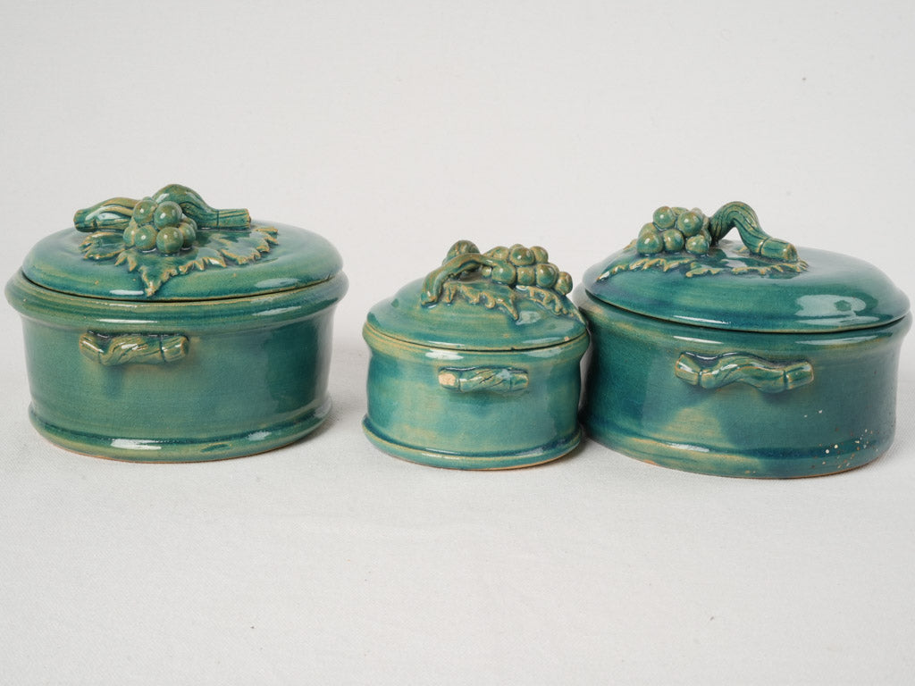 Teal blue glaze candy jars