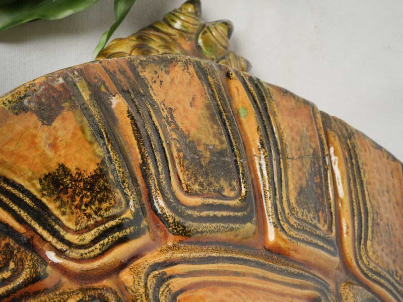 Elegant weathered ceramic tortoise sculpture